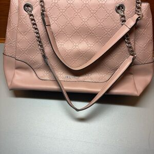 Nine West Pink Embossed Leather Tote with Chain Straps